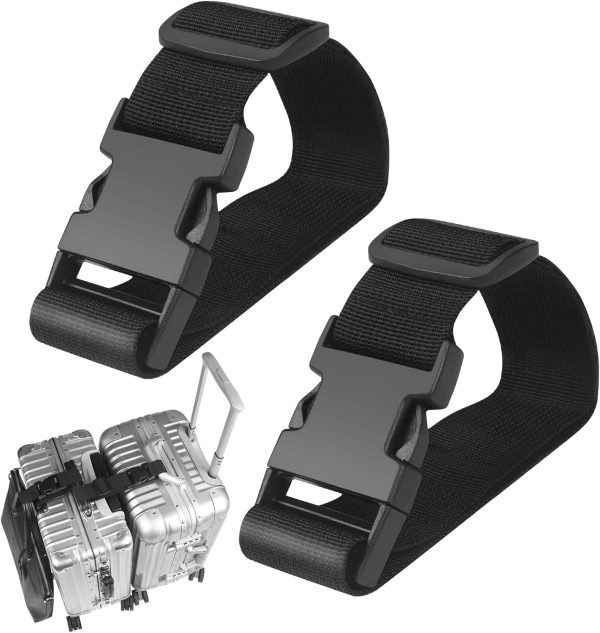 Adjustable Luggage Straps for Suitcases, Black