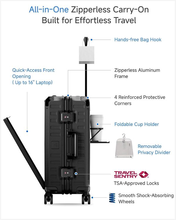 71eHUu2YifL._AC_SL1500_ Zipperless Hard Shell Carry-On Spinner Suitcase