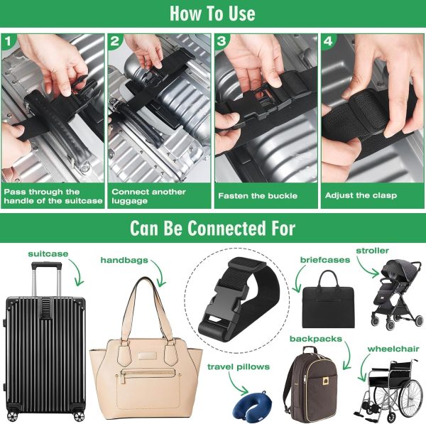 Adjustable Luggage Straps for Suitcases, Black