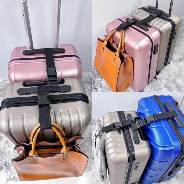 Adjustable Luggage Straps for Suitcases, Black